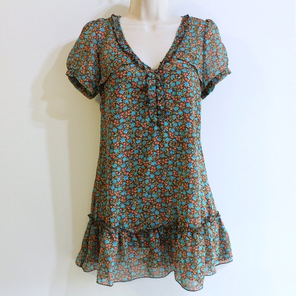 Confess Woman's Floral Tunic Top Size M
